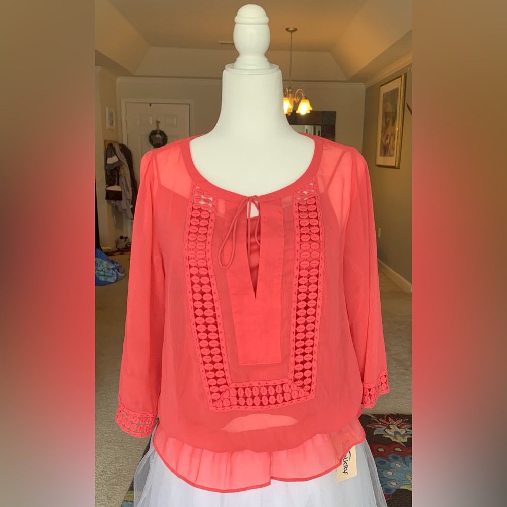 Charming Charlie Salmon colored Blouse with attached camisole